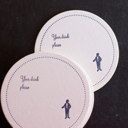 gentleman, coasters, letterpress,