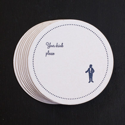 gentleman, coasters, letterpress,