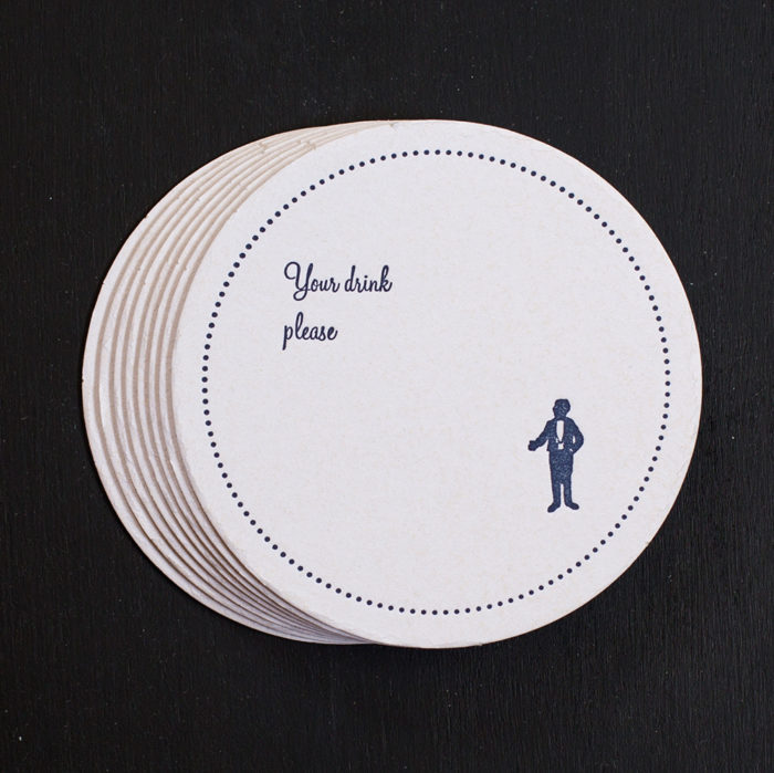 gentleman, coasters, letterpress,