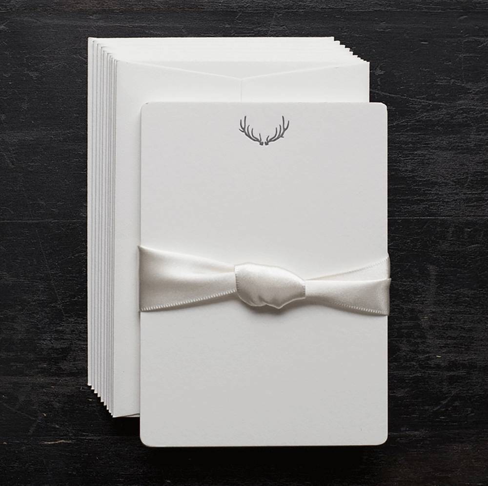 Antler Small Note Cards: Gray
