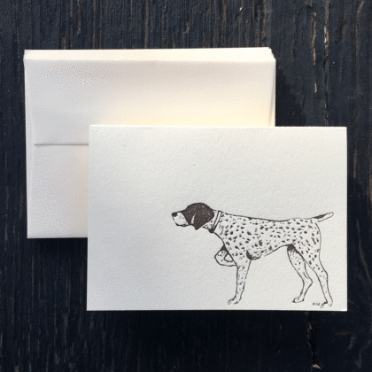 pointer, sporting life, note cards, letterpress