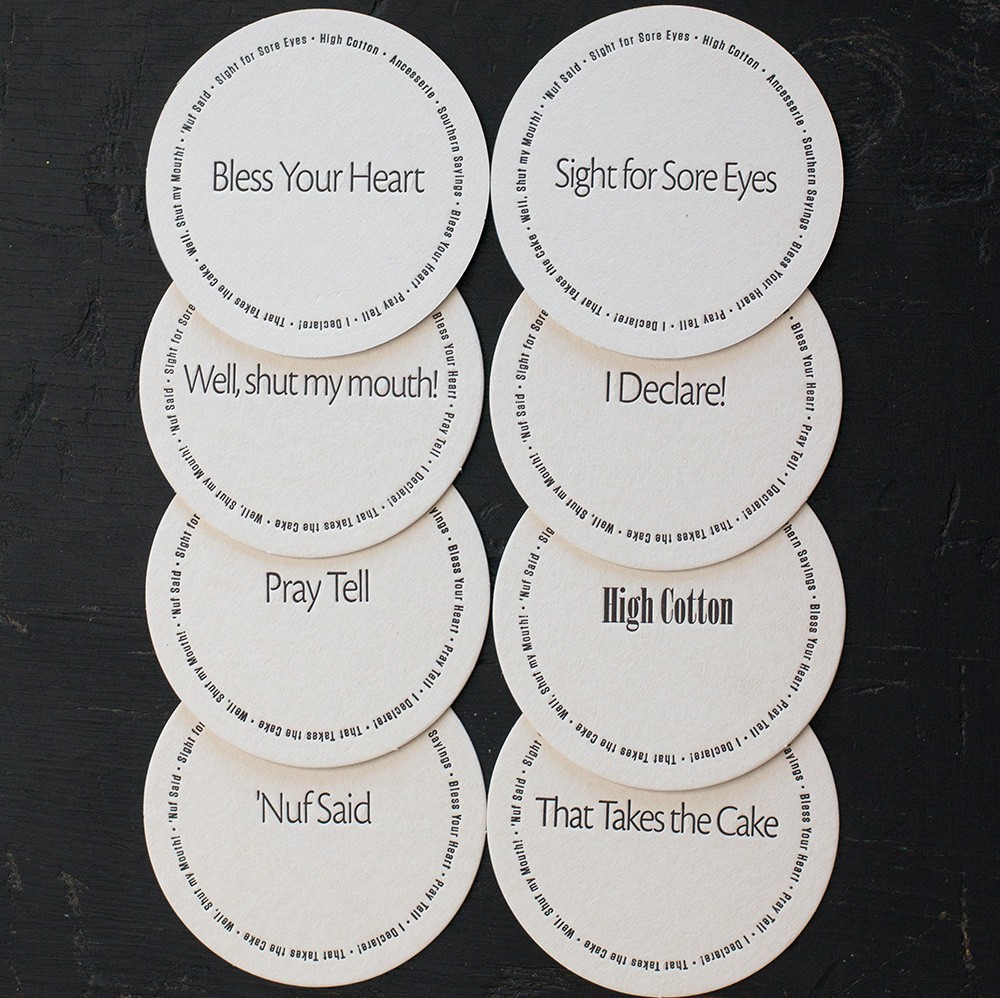 Download Southern Sayings Letterpress Coaster Set | Ancesserie
