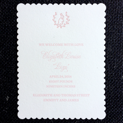 pink bunny birth announcement