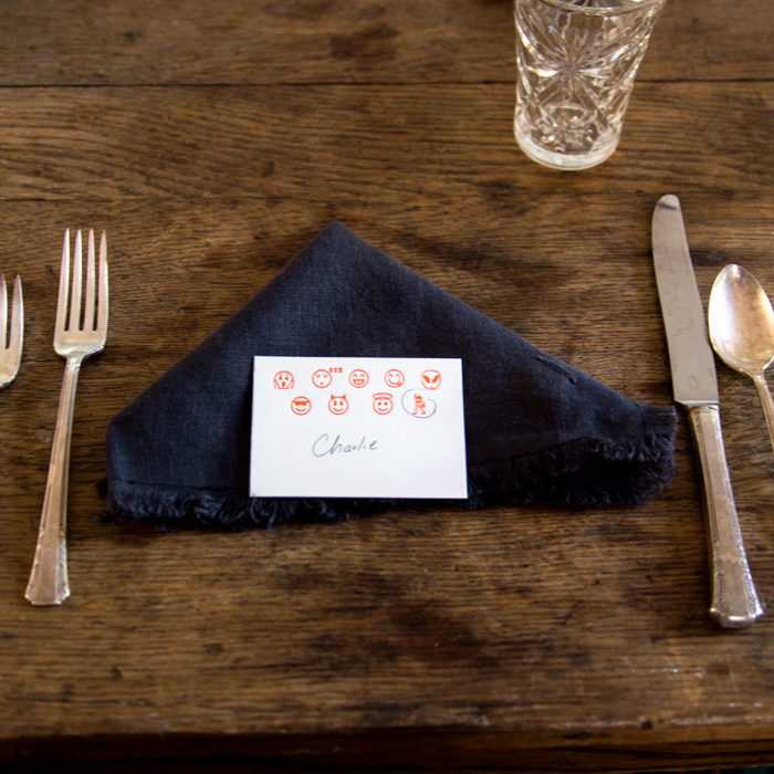 EmojiPCOrange Emoji, Place Cards, Orange, letterpress, gift enclosures