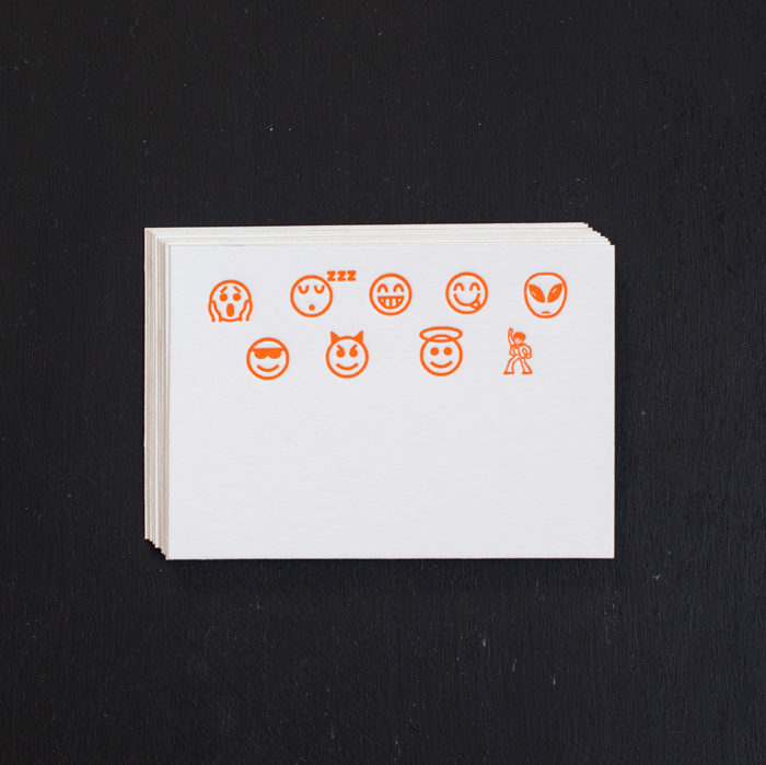 Emoji, Place Cards, Orange, letterpress, gift enclosures