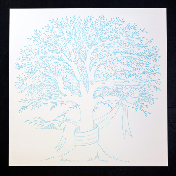 BirthTreeTealBlue Birth tree, milestones, baby, birth,