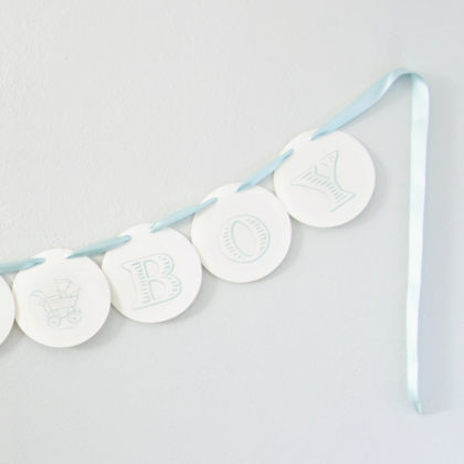 garland, letterpress, baby girl, shower, birth