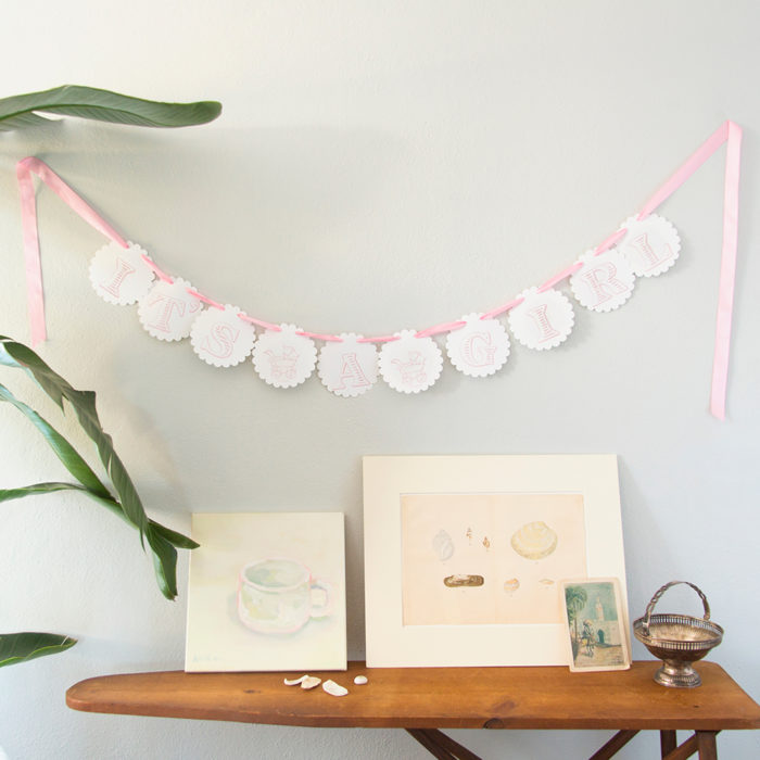 "It's a Girl" Garland garland, letterpress, baby girl, shower, birth