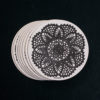 lace, coasters, letterpress, doily
