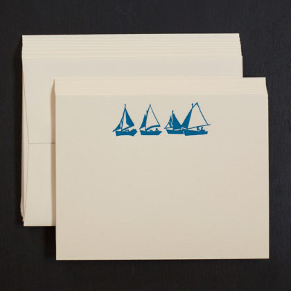 sailboat, nautical, note cards, letterpress