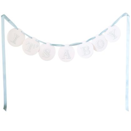 garland, letterpress, baby, boy, blue, shower, birth