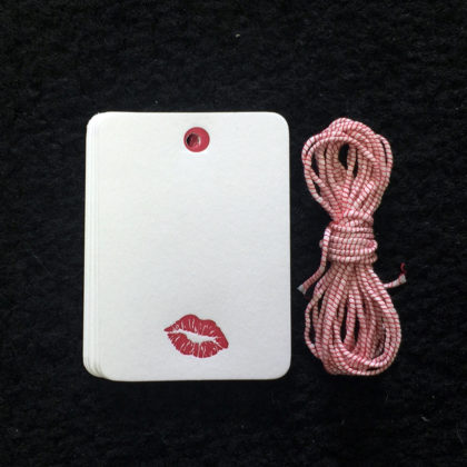 kiss, lips, gift tags, letterpress, gifting, love