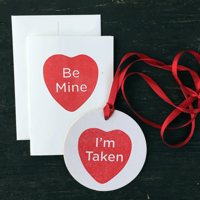 be Mine, valentine, card, greeting card, i'm taken, letterpress, valentine