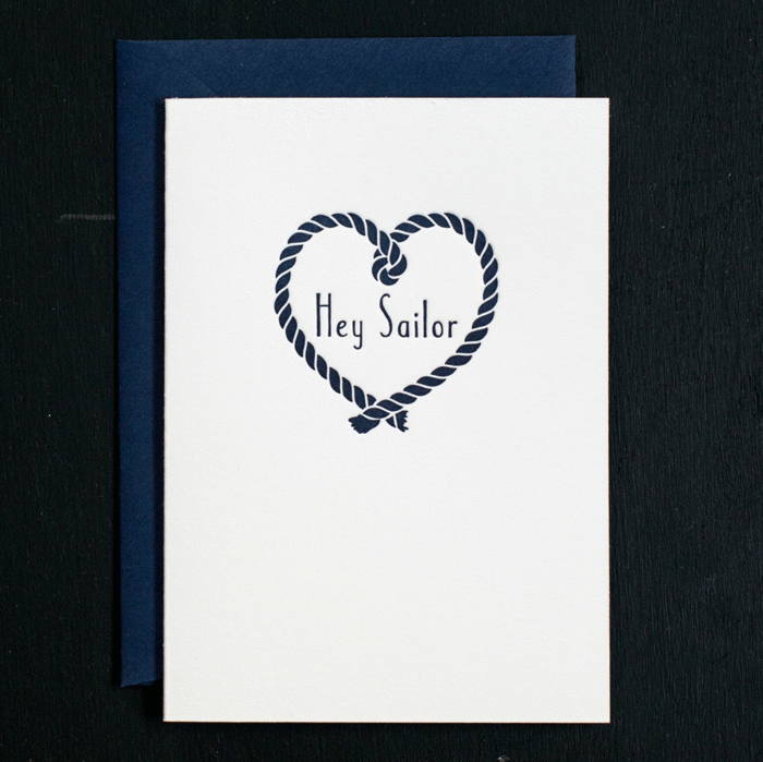 Hey Sailor Greeting Card Sailer, greeting card, howdy, hello, letterpress, sailing, coastal living
