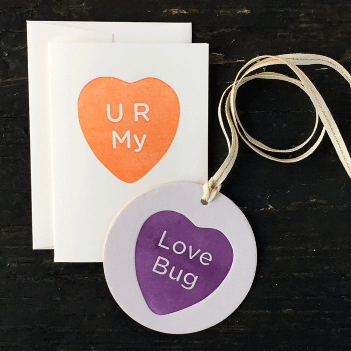 U R My - Love Bug Card Love Bug, letterpress. greeting card, ornament, valentine