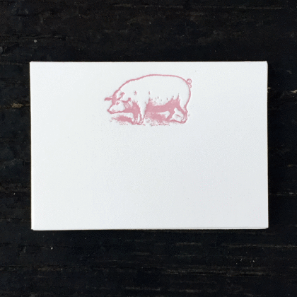 pig, place cards, enclosures, letterpress