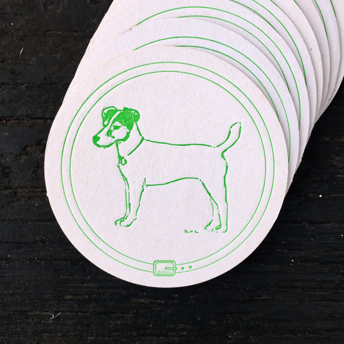 terrier, coasters, letterpress, hunting, sporting life, jack russell
