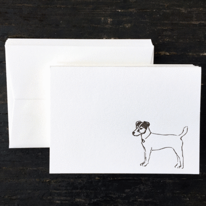 jack russell, terrier, note cards, letterpress,