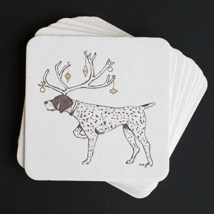 pointer, coasters, letterpress coasters, dog, sporting life