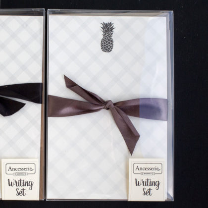 boxed sets, writing sets, welcome, hospitality, hostess gift, letter sheets, pineapple