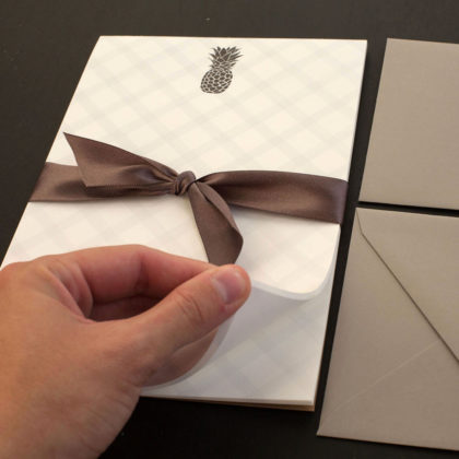 boxed sets, writing sets, welcome, hospitality, hostess gift, letter sheets, pineapple