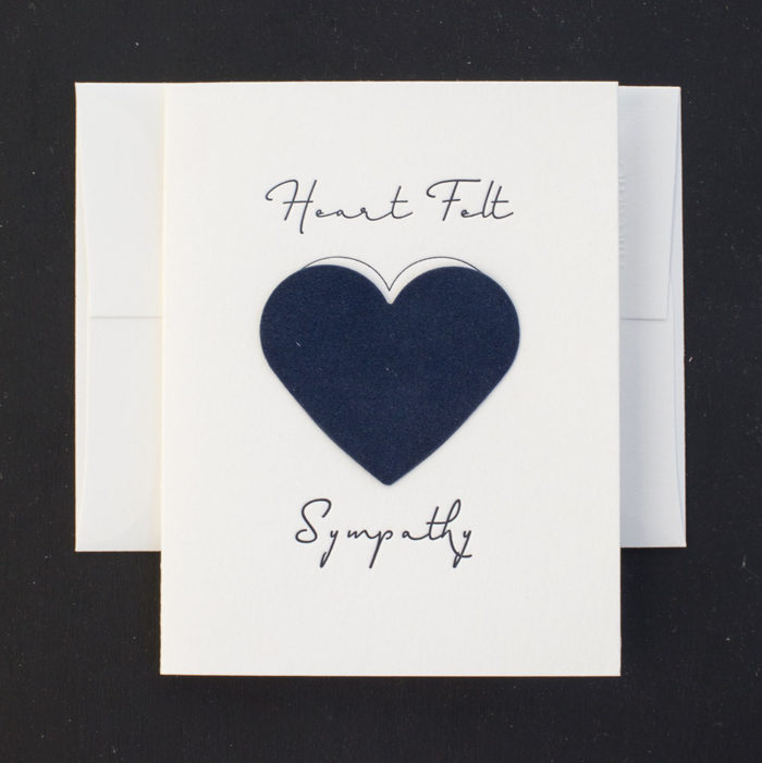 Heart Felt Sympathy Greeting Card sympathy card, letterpress , greeting card, heartfelt, compassion, felted paper