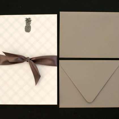 boxed sets, writing sets, welcome, hospitality, hostess gift, letter sheets, pineapple