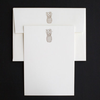 letterpress, pineapple note cards, boxed sets, welcome, hospitality, luxury notes,