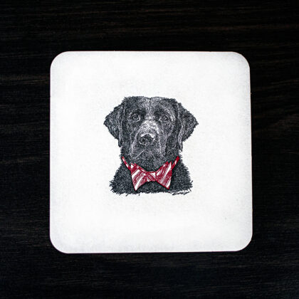 Lab With Bow Tie Coaster